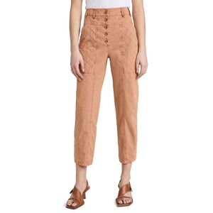 Ulla Johnson Cambrie High Rise Straight Leg Trouser Pants in Terracotta Orange